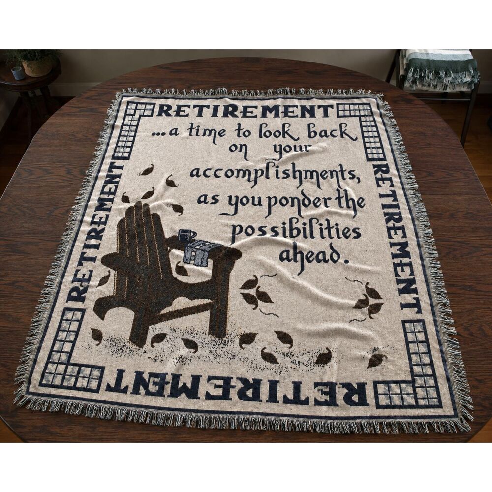 Retirement Woven Tapestry Throw Blanket Adirondack Chair Fringe Gift